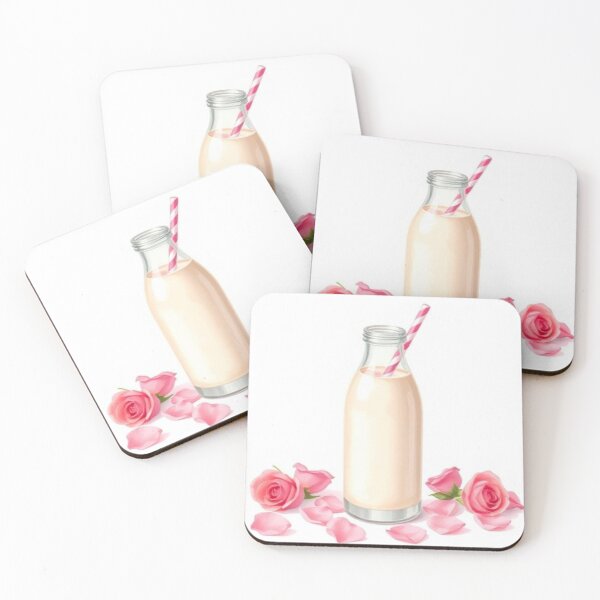 Aperçu de l'œuvre Boisson au lait de rose – Illustration d'une boisson florale rose pâle créée et vendue par zenaikido.