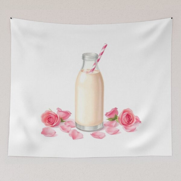 Item preview, Bebida de leche con rosas: ilustración floral de un suave color rosa designed and sold by zenaikido.