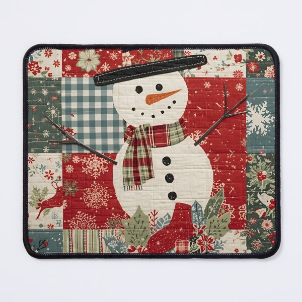 Item preview, Faux Yarn Patchwork Snowman Christmas Faux Yarn Embroidery designed and sold by Thread&Fable.