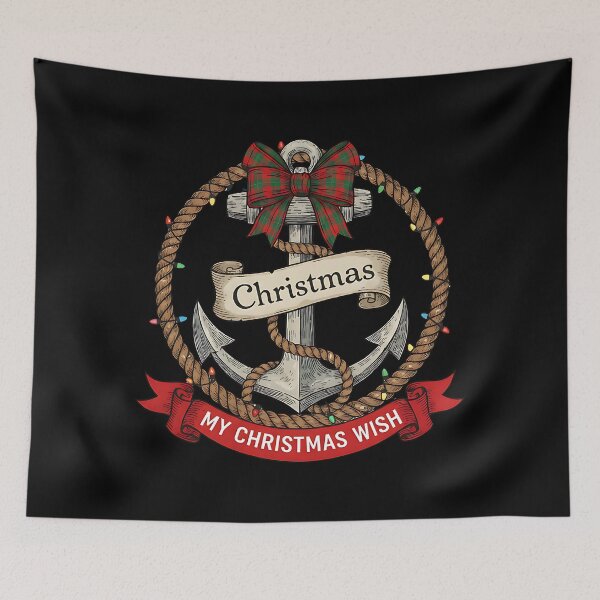 Item preview, Christmas Anchor with Plaid Bow & Lights designed and sold by Silent Watch Threads..