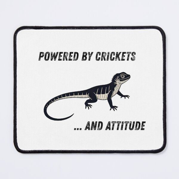 Item preview, Powered by Crickets and Attitude – Minimal Lizard Reptile Meme designed and sold by Panoramax.