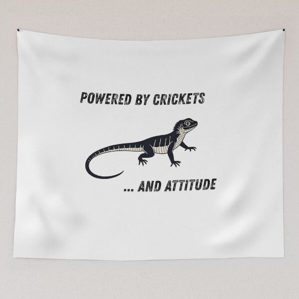 Item preview, Powered by Crickets and Attitude – Minimal Lizard Reptile Meme designed and sold by Panoramax.