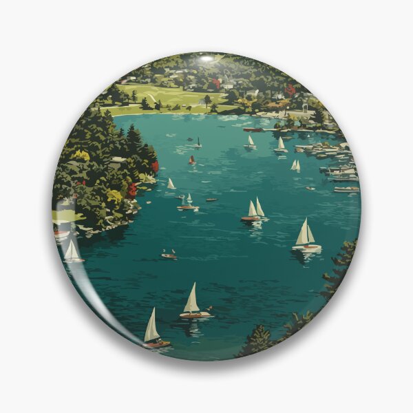 Item preview, Mactaquac — New Brunswick Vintage Lakeside Sailing Art Print designed and sold by TuncGK.