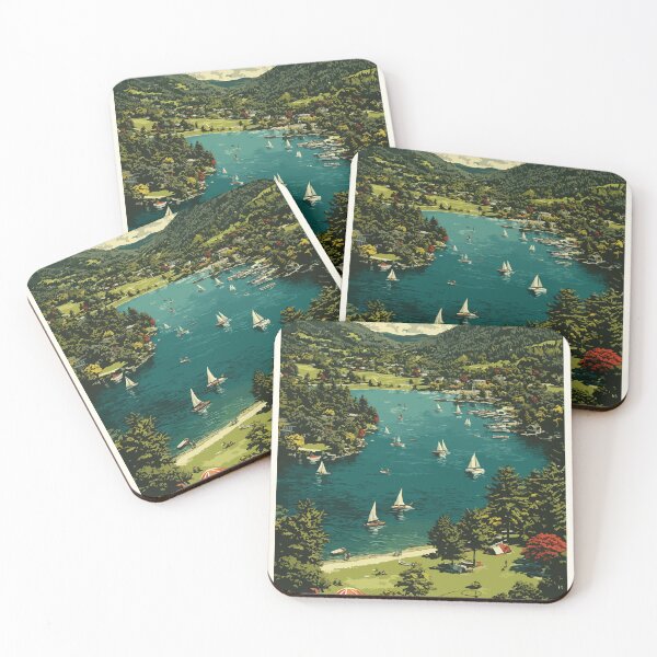 Item preview, Mactaquac — New Brunswick Vintage Lakeside Sailing Art Print designed and sold by TuncGK.