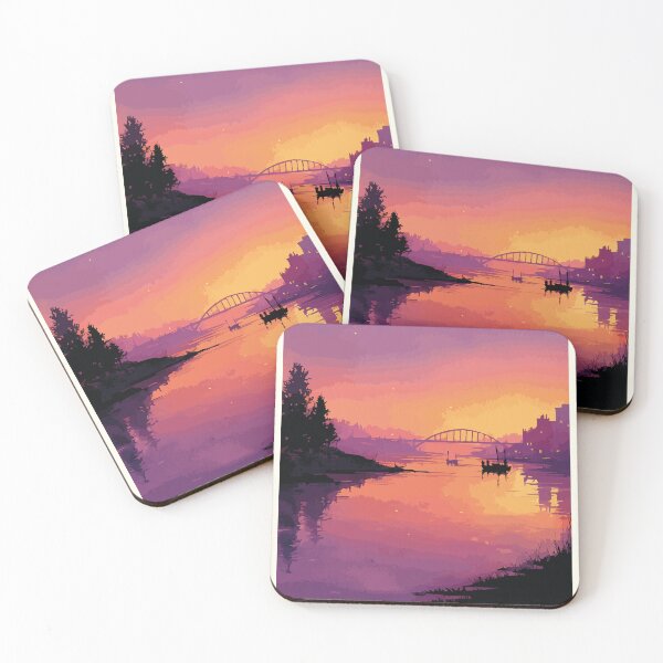 Item preview, Miramichi — New Brunswick Retro Sunset River Art Print designed and sold by TuncGK.