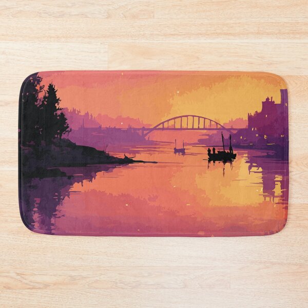 Item preview, Miramichi — New Brunswick Retro Sunset River Art Print designed and sold by TuncGK.