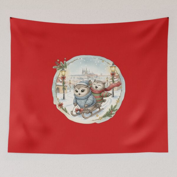 Item preview, Prague Sledding Owls with Castle View designed and sold by FixwellStudio.