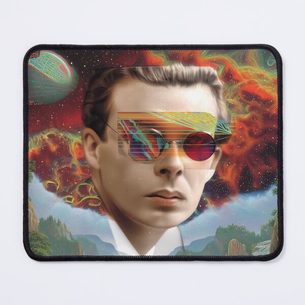 Item preview, Aldous Huxley Cosmic Mindscape – Surreal Sci-Fi Nature Fusion Art Print designed and sold by Mystikos Art.