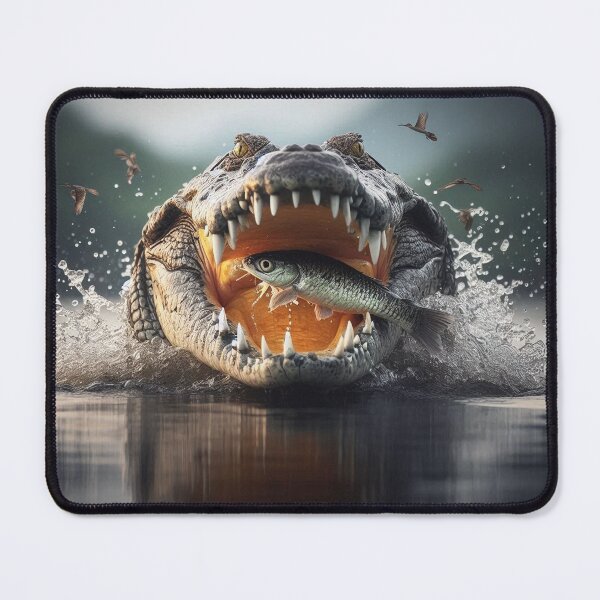 Item preview, Crocodile catches fish designed and sold by LP-ART by Lutz Peter.