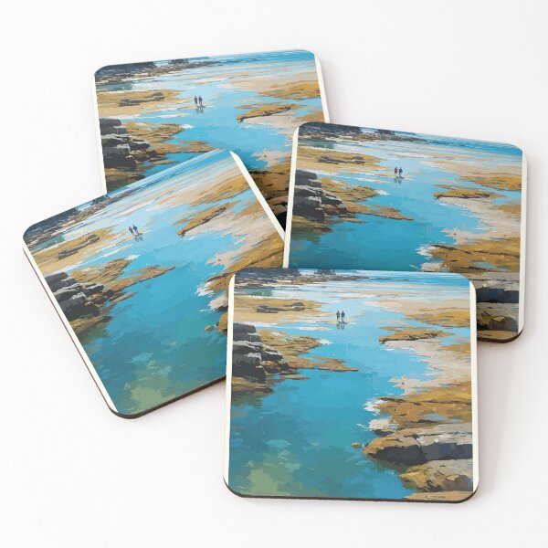 Item preview, New River Beach — New Brunswick Retro Tidal Coast Art Print designed and sold by TuncGK.