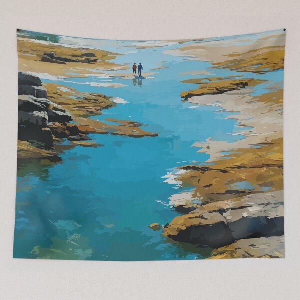 Item preview, New River Beach — New Brunswick Retro Tidal Coast Art Print designed and sold by TuncGK.