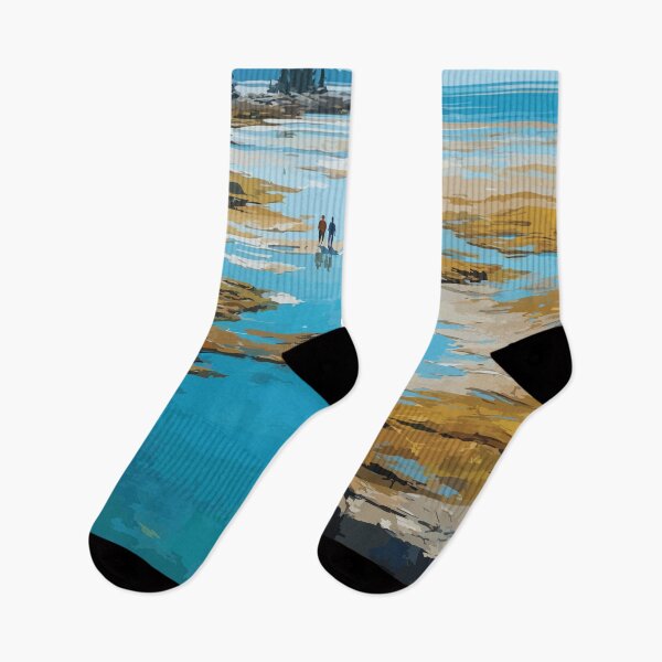 Item preview, New River Beach — New Brunswick Retro Tidal Coast Art Print designed and sold by TuncGK.