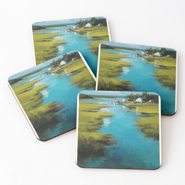Item preview, Oromocto — New Brunswick Pastel Marshland Waterway Art Print designed and sold by TuncGK.