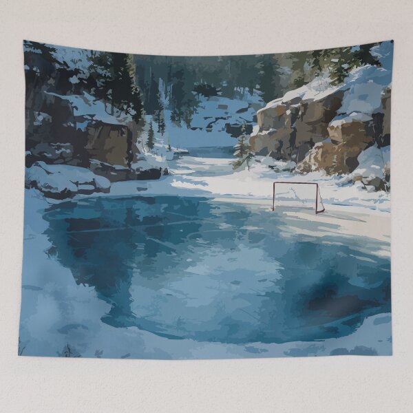 Item preview, Plaster Rock — New Brunswick Winter Forest Lake Art Print designed and sold by TuncGK.