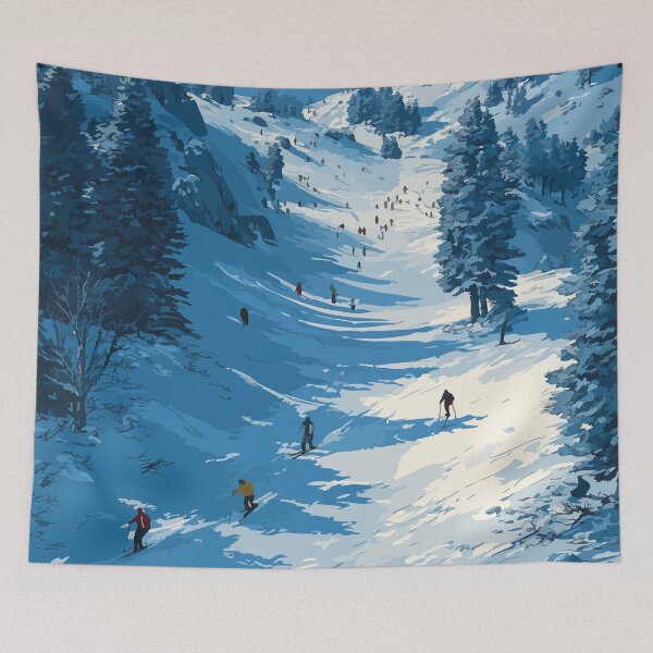 Item preview, Poley Mountain — New Brunswick Vintage Snowy Ski Valley Art Print designed and sold by TuncGK.