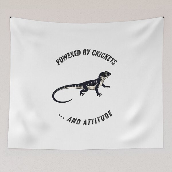 Item preview, Powered by Crickets and Attitude – Curved Text Lizard Design designed and sold by Panoramax.