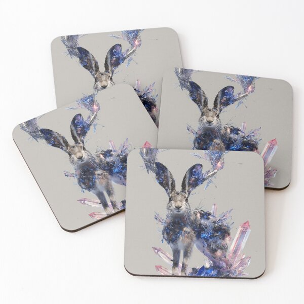 Item preview, Crystal Jackrabbit – Surreal Fantasy Animal Art Print designed and sold by Mystikos Art.