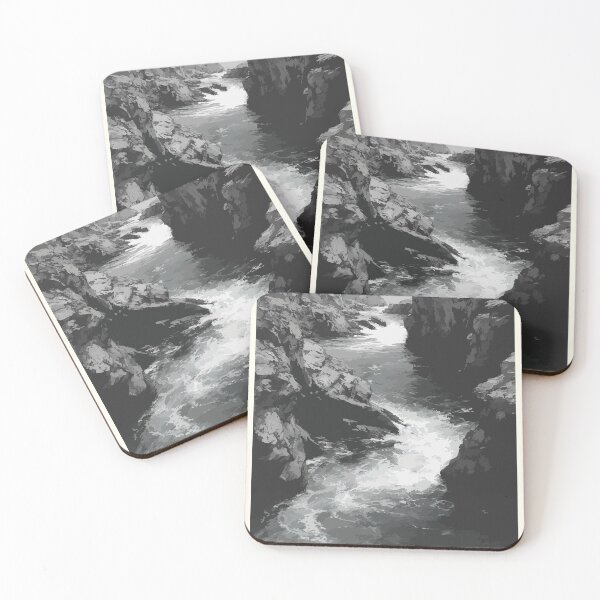 Item preview, Reversing Falls — New Brunswick Charcoal Tidal Rapids Art Print designed and sold by TuncGK.