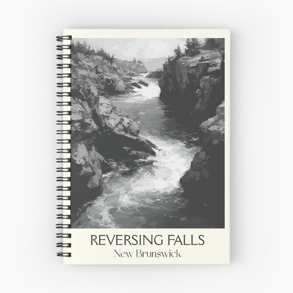 Item preview, Reversing Falls — New Brunswick Charcoal Tidal Rapids Art Print designed and sold by TuncGK.