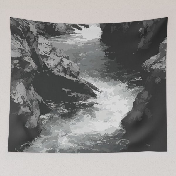 Item preview, Reversing Falls — New Brunswick Charcoal Tidal Rapids Art Print designed and sold by TuncGK.