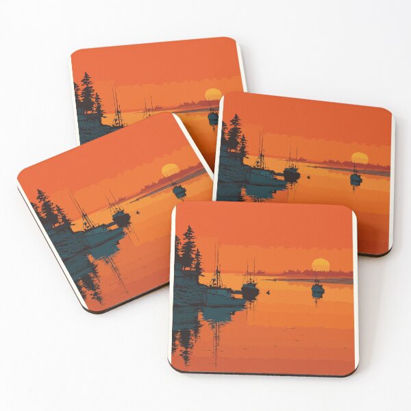 Item preview, Richibucto — New Brunswick Retro Sunset Harbor Art Print designed and sold by TuncGK.