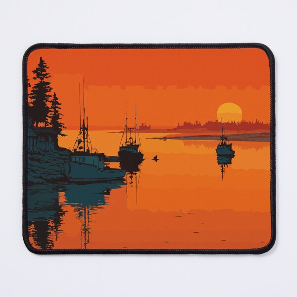 Item preview, Richibucto — New Brunswick Retro Sunset Harbor Art Print designed and sold by TuncGK.