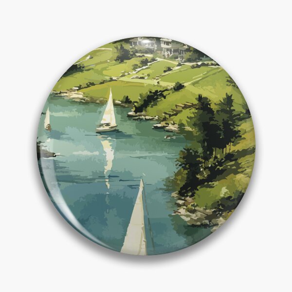 Item preview, Rothesay — New Brunswick Pastel Riverfront Sailing Art Print designed and sold by TuncGK.