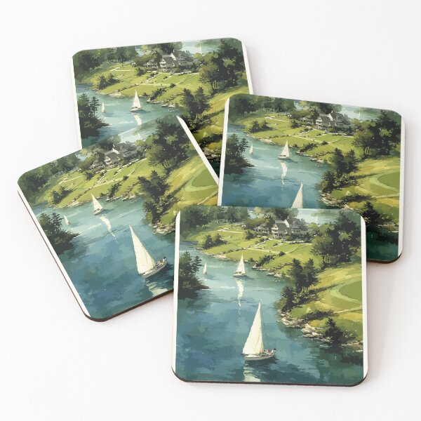 Item preview, Rothesay — New Brunswick Pastel Riverfront Sailing Art Print designed and sold by TuncGK.