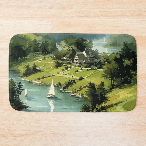 Item preview, Rothesay — New Brunswick Pastel Riverfront Sailing Art Print designed and sold by TuncGK.