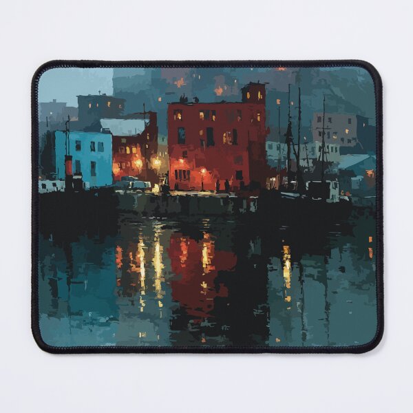Item preview, Saint John — New Brunswick Vintage Waterfront Night Art Print designed and sold by TuncGK.