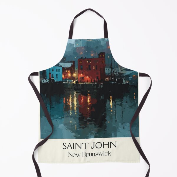 Item preview, Saint John — New Brunswick Vintage Waterfront Night Art Print designed and sold by TuncGK.