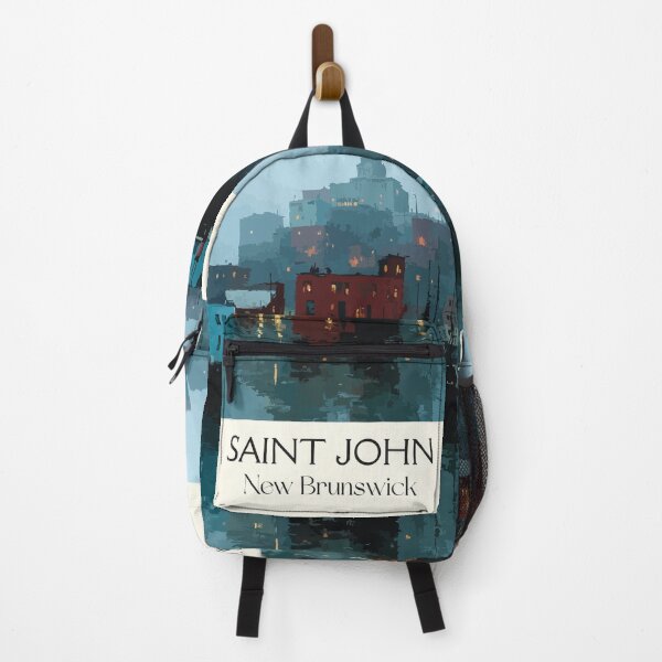 Item preview, Saint John — New Brunswick Vintage Waterfront Night Art Print designed and sold by TuncGK.