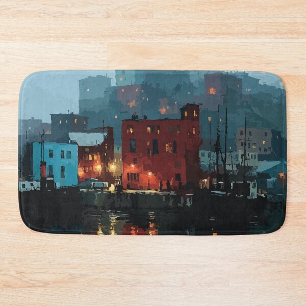 Item preview, Saint John — New Brunswick Vintage Waterfront Night Art Print designed and sold by TuncGK.