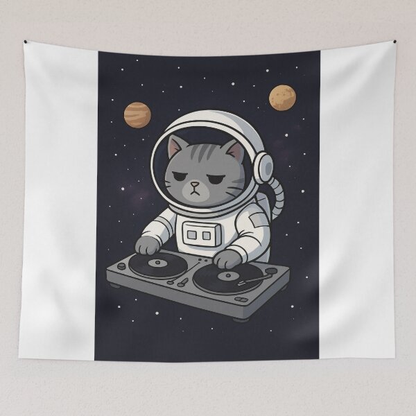 Item preview, Space Cat DJ – Cosmic Scratch Master designed and sold by The-Dreamy-Zoo.
