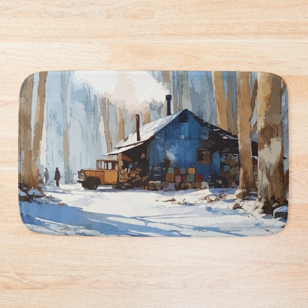 Item preview, Saint-Quentin — New Brunswick Winter Cabin Forest Art Print designed and sold by TuncGK.