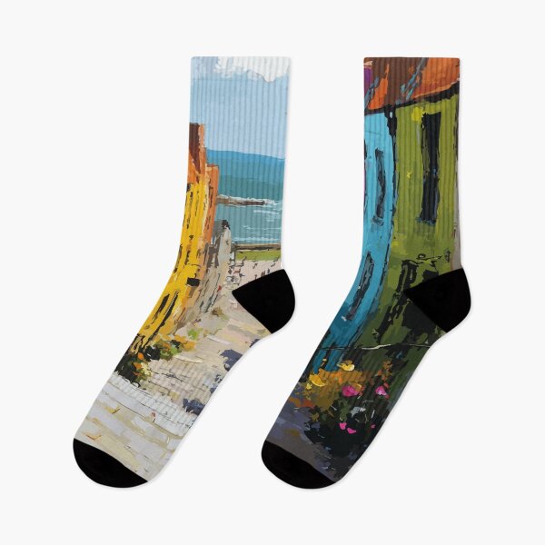 Item preview, St. Andrews — New Brunswick Pastel Seaside Wharf Art Print designed and sold by TuncGK.