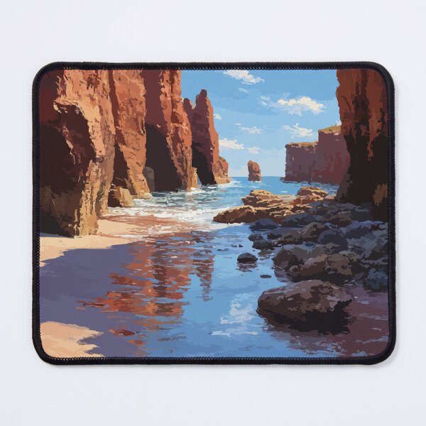 Item preview, St. Martins — New Brunswick Vintage Sea Caves Cliffs Art Print designed and sold by TuncGK.