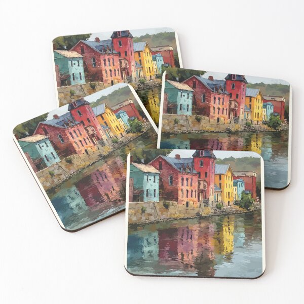 Item preview, St. Stephen New Brunswick Watercolor Riverside Heritage Art Print designed and sold by TuncGK.