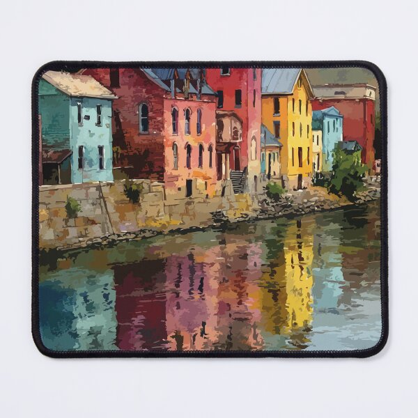 Item preview, St. Stephen New Brunswick Watercolor Riverside Heritage Art Print designed and sold by TuncGK.