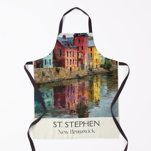 Item preview, St. Stephen New Brunswick Watercolor Riverside Heritage Art Print designed and sold by TuncGK.