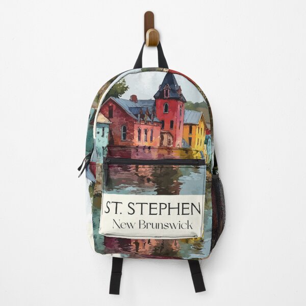 Item preview, St. Stephen New Brunswick Watercolor Riverside Heritage Art Print designed and sold by TuncGK.