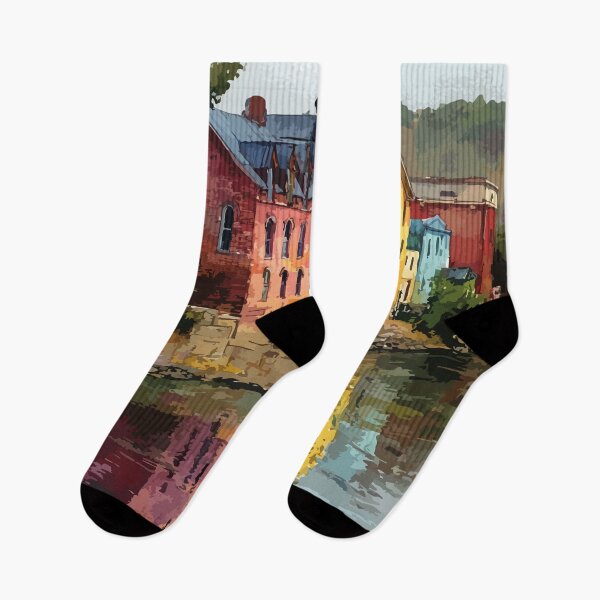 Item preview, St. Stephen New Brunswick Watercolor Riverside Heritage Art Print designed and sold by TuncGK.