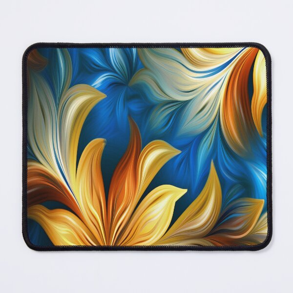 Item preview, Blue Gold Floral Splash Abstract Pattern designed and sold by Shawnsonartshop.