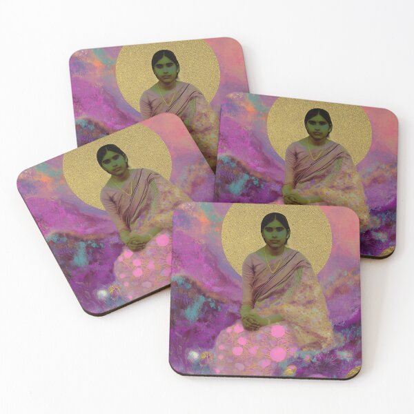 Item preview, Mother Meera Divine Presence – Surreal South Asian Portrait with Cosmic Halo designed and sold by Mystikos Art.