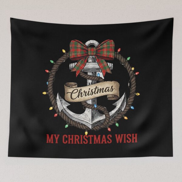 Item preview, Festive Anchor with Plaid Bow & Lights designed and sold by Silent Watch Threads..