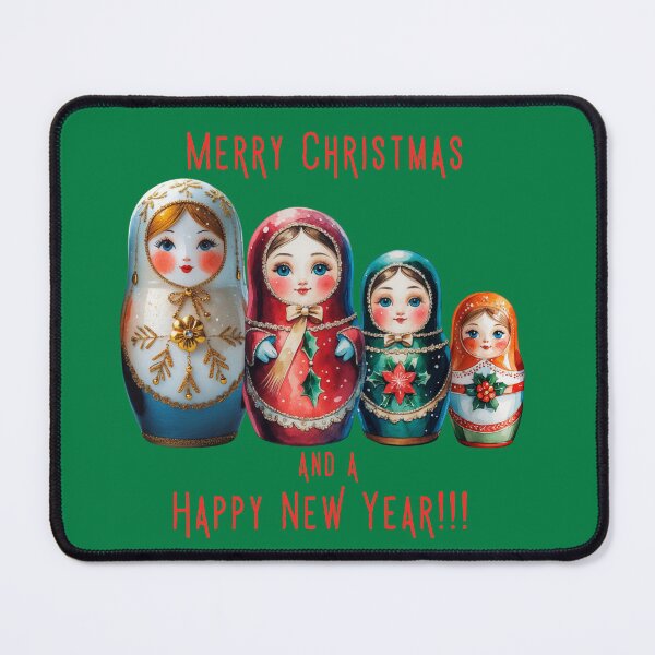 Item preview, Christmas Matryoshka Dolls – Merry Christmas and Happy New Year Russian Holiday Art -GREEN designed and sold by PAPIRO SIGLO XXI.
