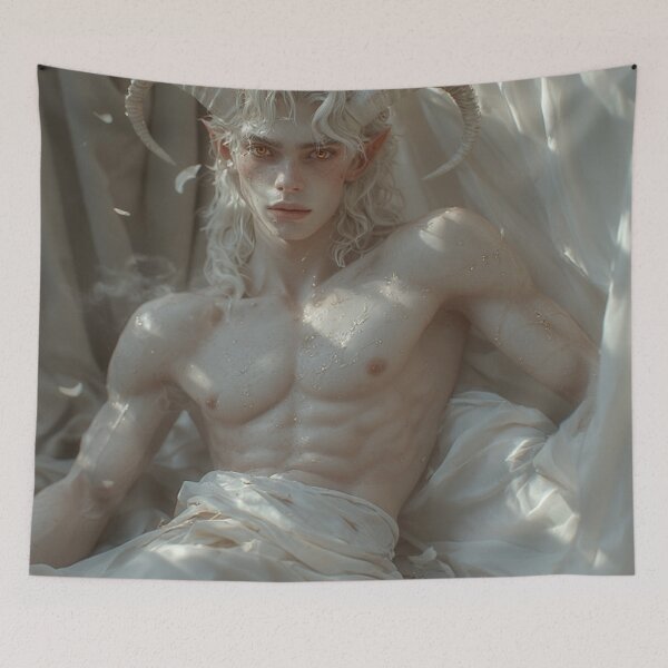 Item preview, Ethereal Frost King: Handsome Horned Deity Portrait designed and sold by David R Sawin The Architects Of Eden.