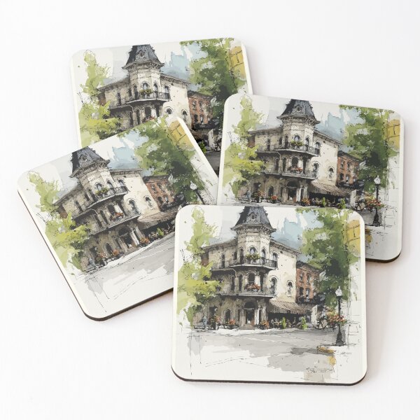 Item preview, Woodstock, New Brunswick Art Print - Vintage Watercolor Wash designed and sold by TuncGK.