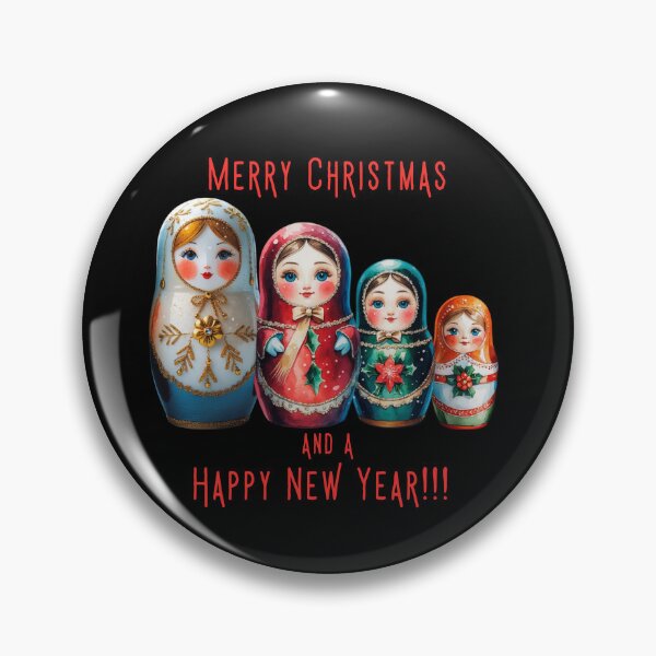 Item preview, Christmas Matryoshka Dolls – Merry Christmas and Happy New Year Russian Holiday Art -BLACK designed and sold by PAPIRO SIGLO XXI.