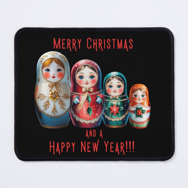 Item preview, Christmas Matryoshka Dolls – Merry Christmas and Happy New Year Russian Holiday Art -BLACK designed and sold by PAPIRO SIGLO XXI.